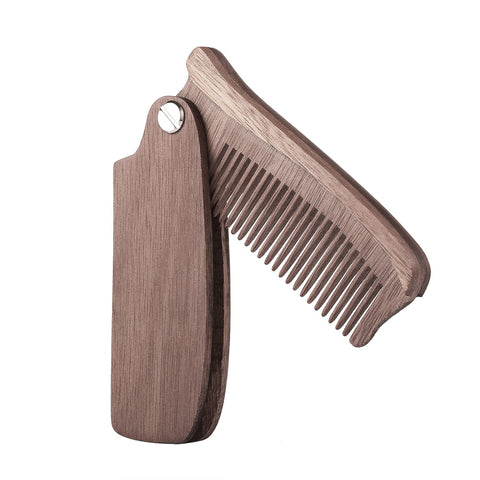 1pc Wooden Folding Beard Comb Pocket Size Moustache and Hair Combs Anti-static Comb for Men & Women Hair Care Tools