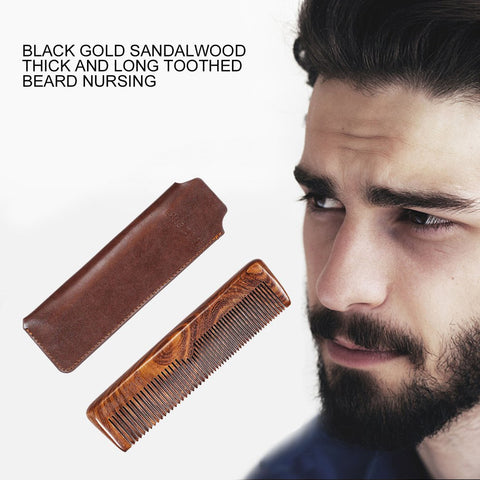 Beard Comb Black Gold Sandalwood Comb Coarse And Fine Teeth Long Comb Portable Hair Comb Beard Man Care