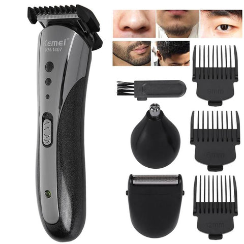 KM-1407 Hair Trimmer Rechargeable Electric Nose Hair Clipper Professional Electric Razor Beard Shaver