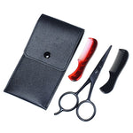 3pcs/4pcs Men Hair Cutting Beard Care Kit Square Bag Scissors Comb Shaving Set Grooming Trimming Styling Male Beard Care Tool